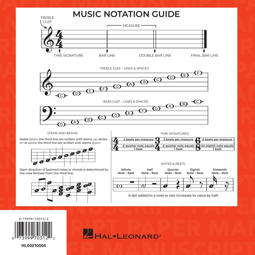 Hal Leonard Wide Staff Manuscript Paper 32 page - 6 stave