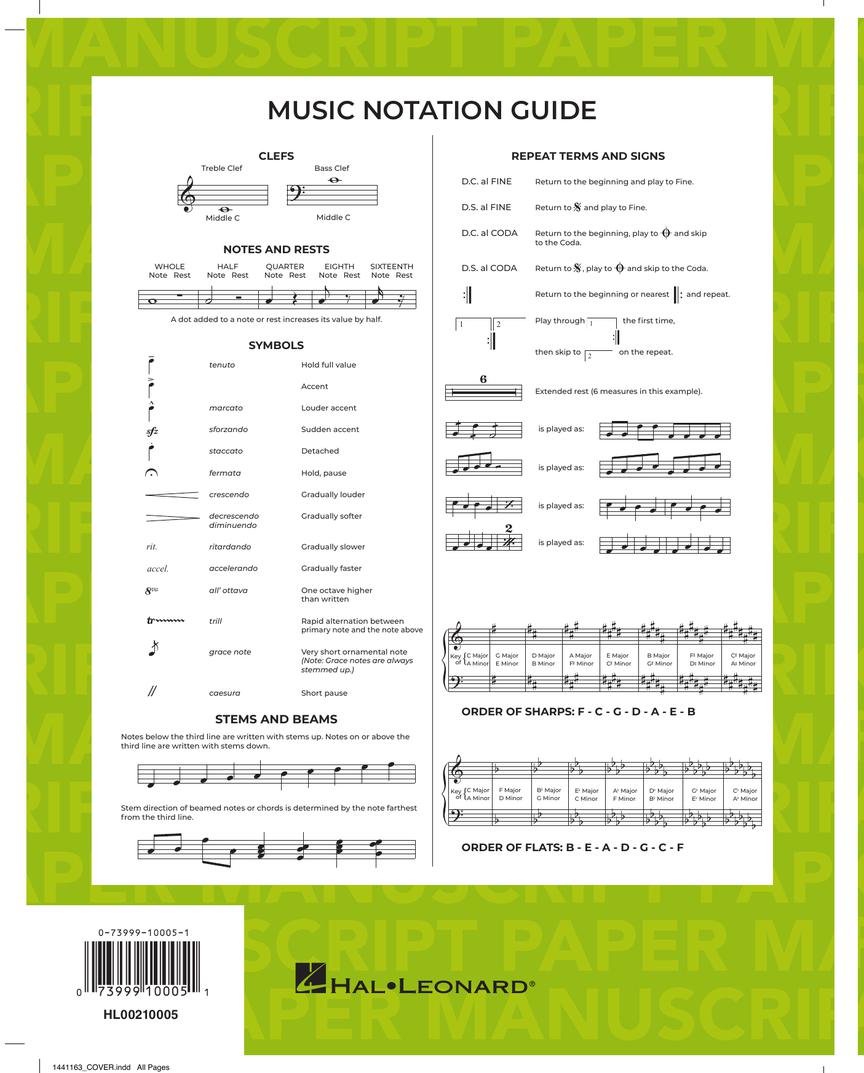 Hal Leonard Standard Wirebound Manuscript Paper 96 page - 12 stave