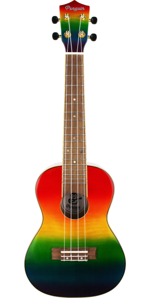 Amahi Penguin Rainbow Flamed Maple Concert Ukulele - Rainbow Shading