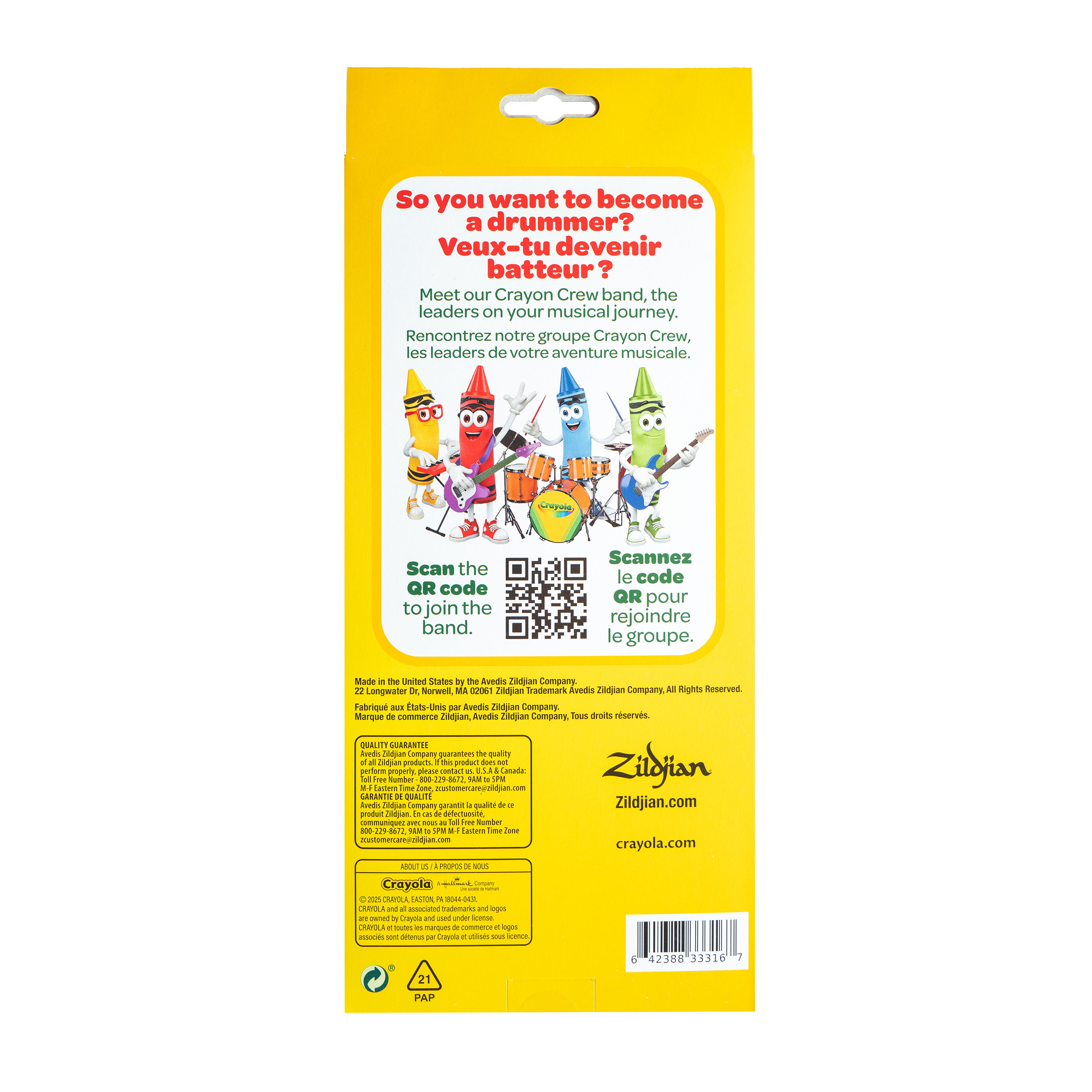Zildjian x Crayola Kids Drumsticks w/ Practice Pad