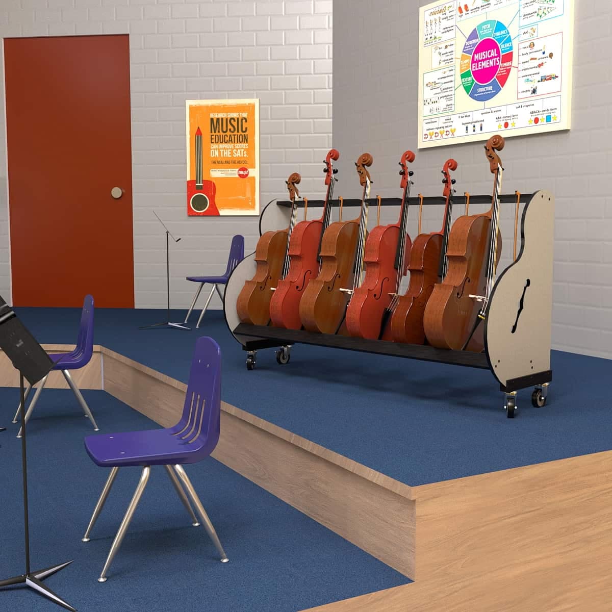 The Band Room™ Cello Storage Rack for Music Teachers