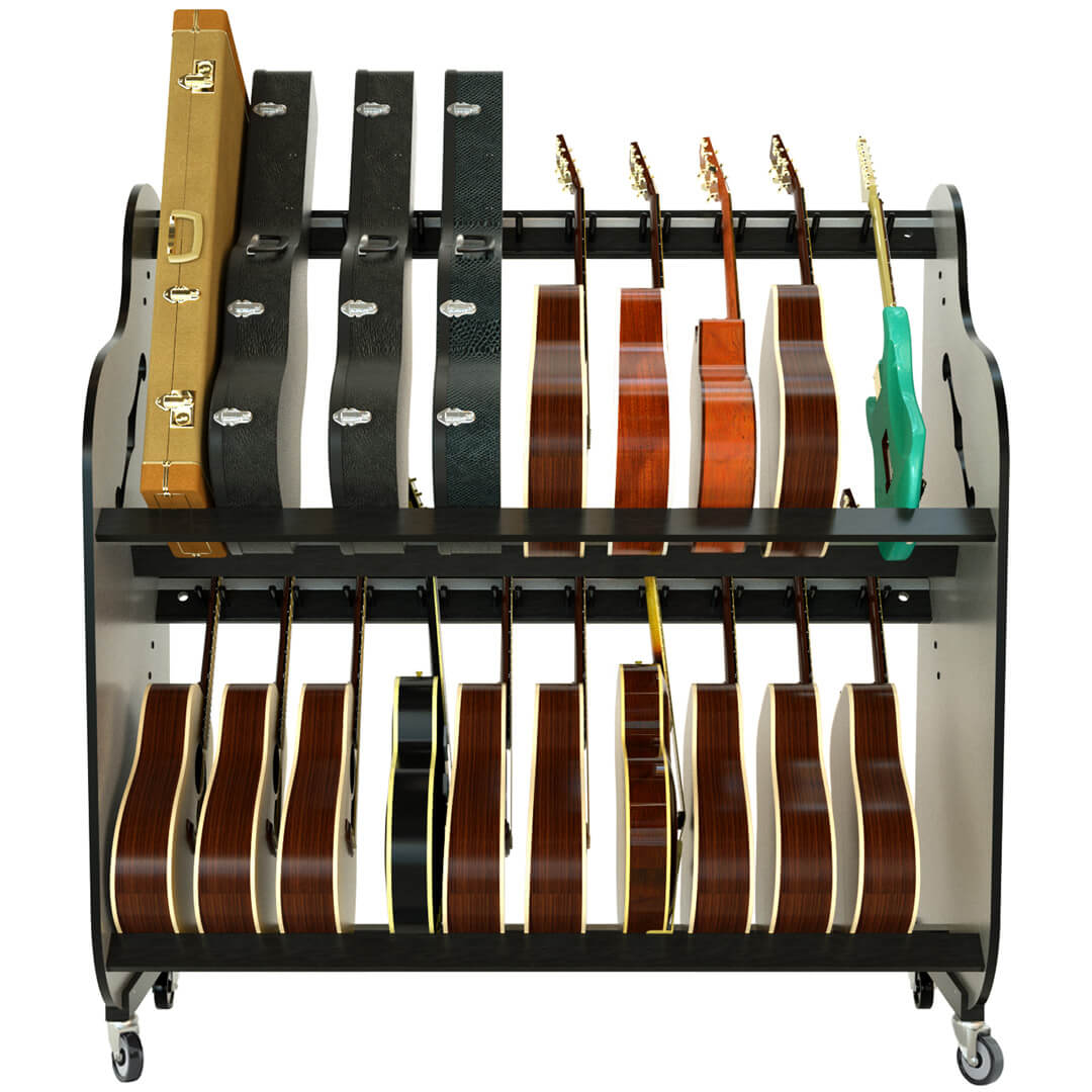 The Band Room Double-Stack™ Guitar Storage Shelf Rack for Classrooms