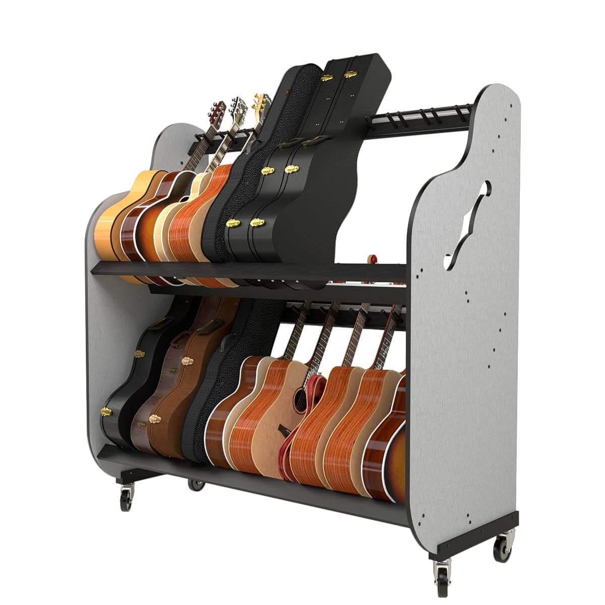 The Band Room Double-Stack™ Guitar Storage Shelf Rack for Classrooms