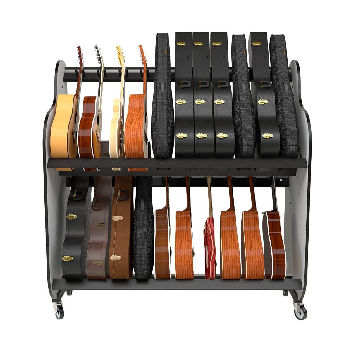 The Band Room Double-Stack™ Guitar Storage Shelf Rack for Classrooms