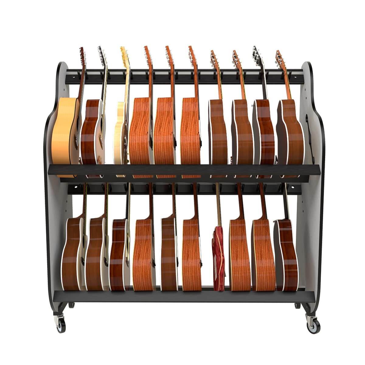 The Band Room Double-Stack™ Guitar Storage Shelf Rack for Classrooms