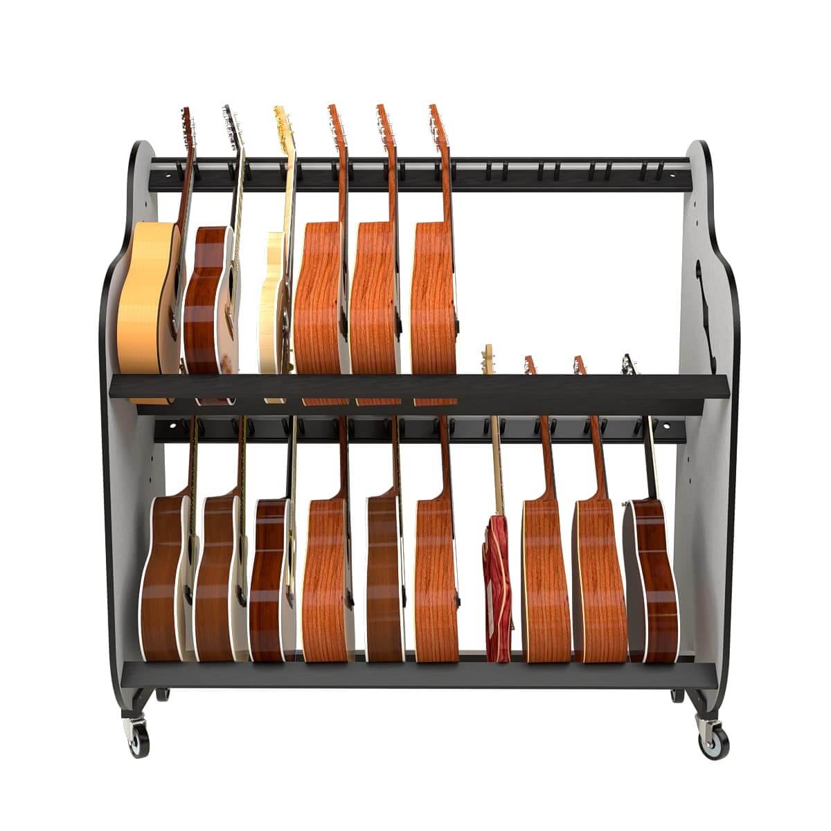 The Band Room Double-Stack™ Guitar Storage Shelf Rack for Classrooms