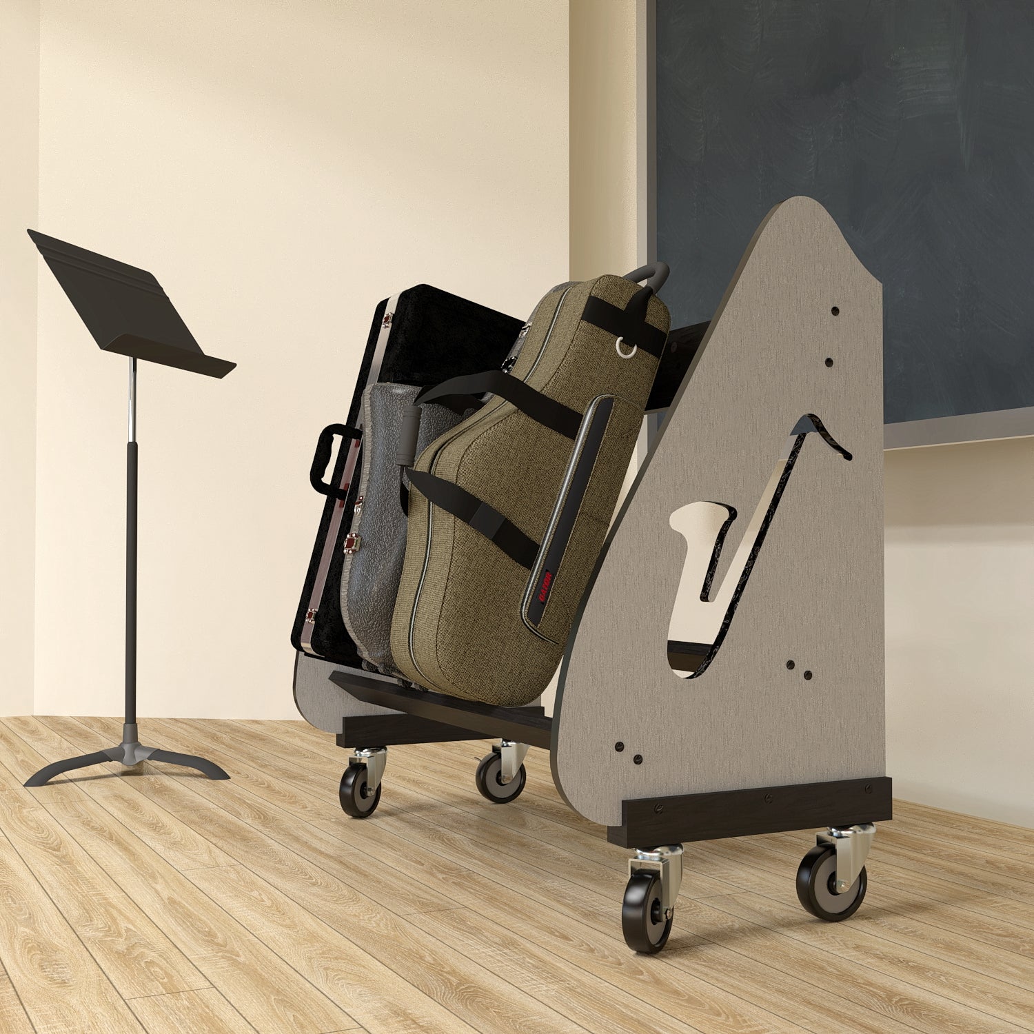 The Band Room™ Mobile Saxophone Case Storage Rack for Music Teachers