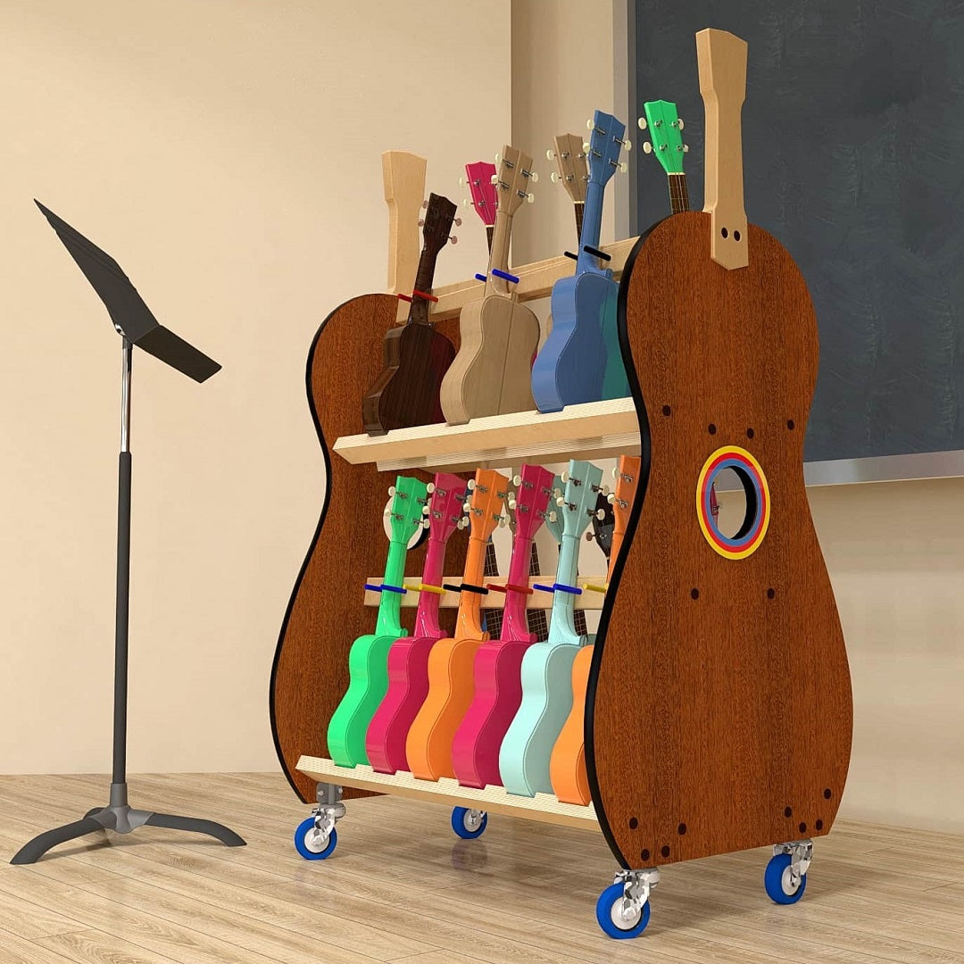 The Band Room™ Mobile Ukulele Storage Rack for Music Teachers