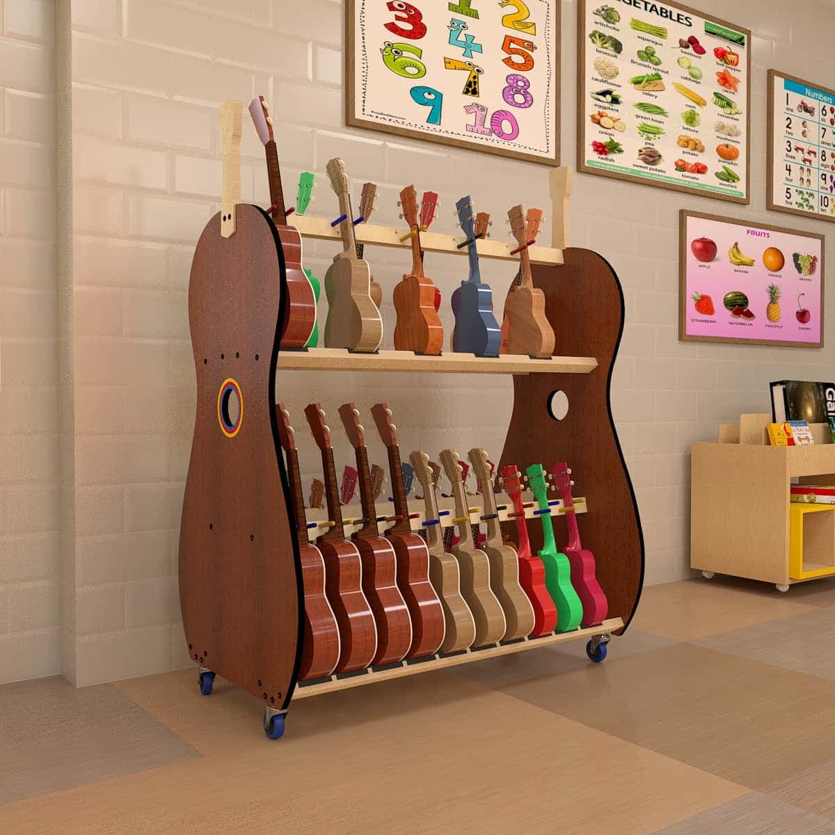 The Band Room™ Mobile Ukulele Storage Rack for Music Teachers