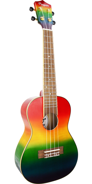 Amahi Penguin Rainbow Flamed Maple Concert Ukulele - Rainbow Shading