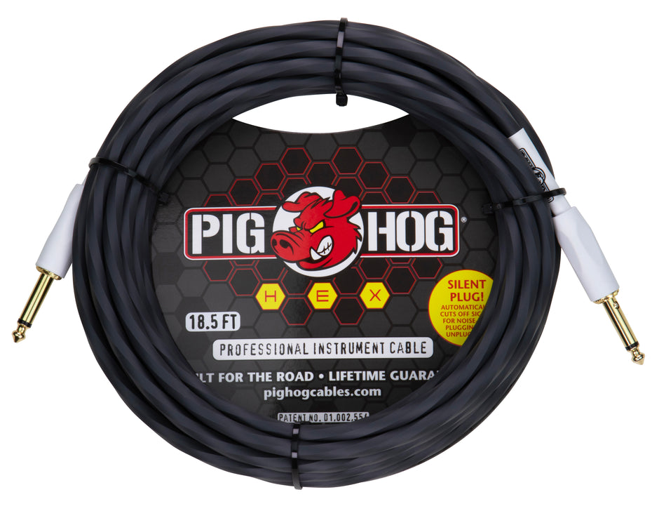 Pig Hog Hex Series Silent Plug Instrument Cable 18.6 ft - Straight Plug
