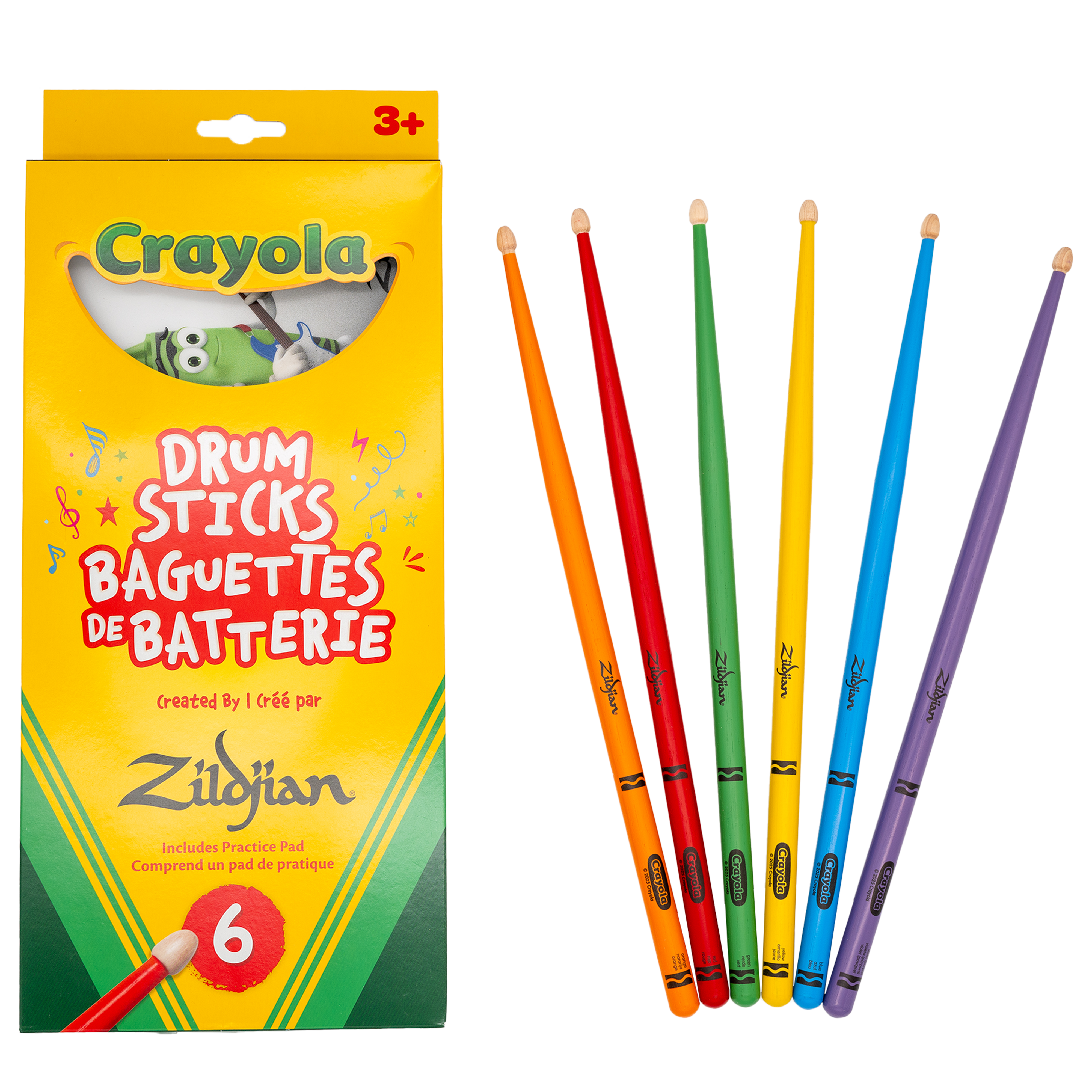 Zildjian x Crayola Kids Drumsticks w/ Practice Pad