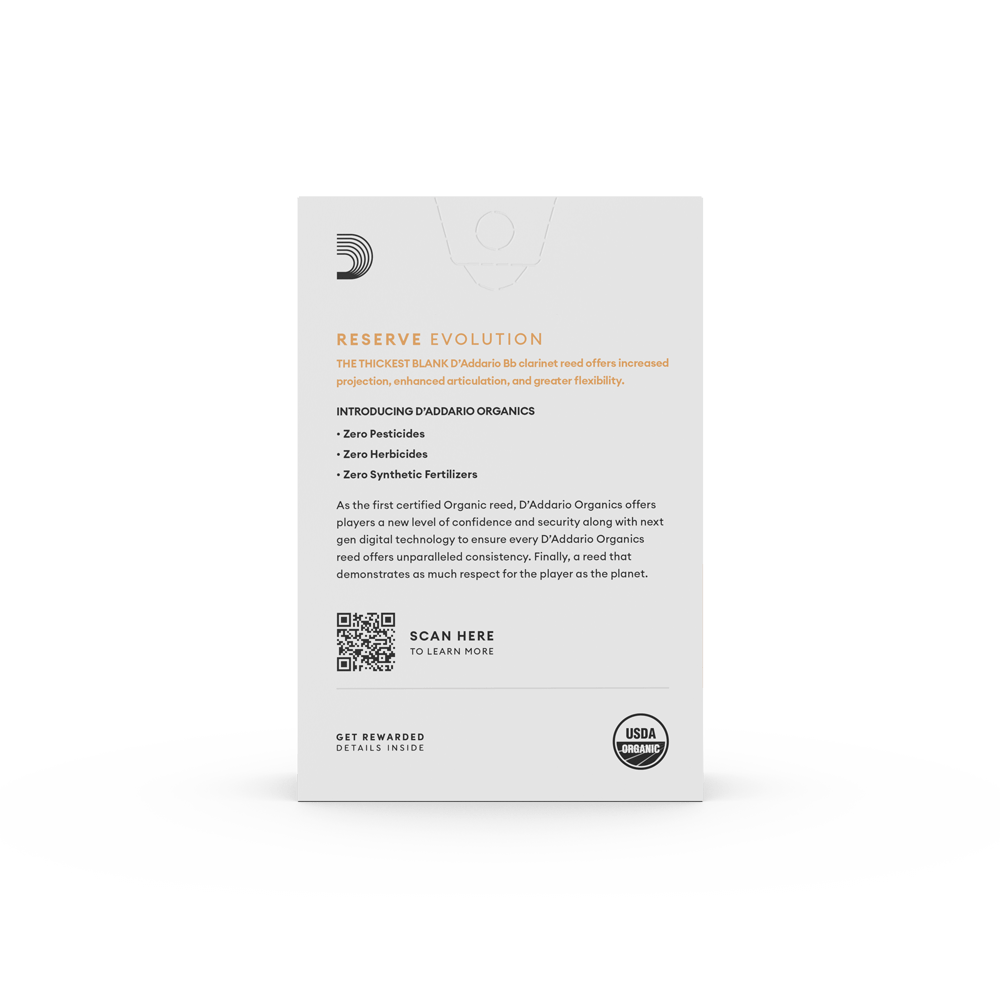 D'Addario Organic Reserve Evolution Bb Clarinet Reeds - Box of 10