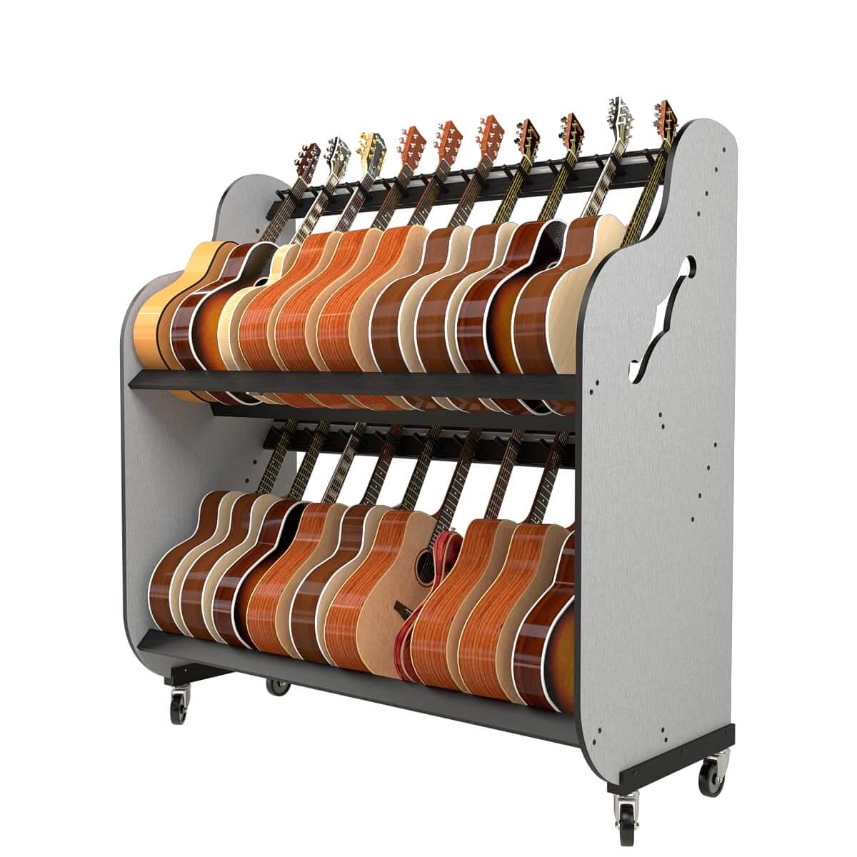 The Band Room Double-Stack™ Guitar Storage Shelf Rack for Classrooms