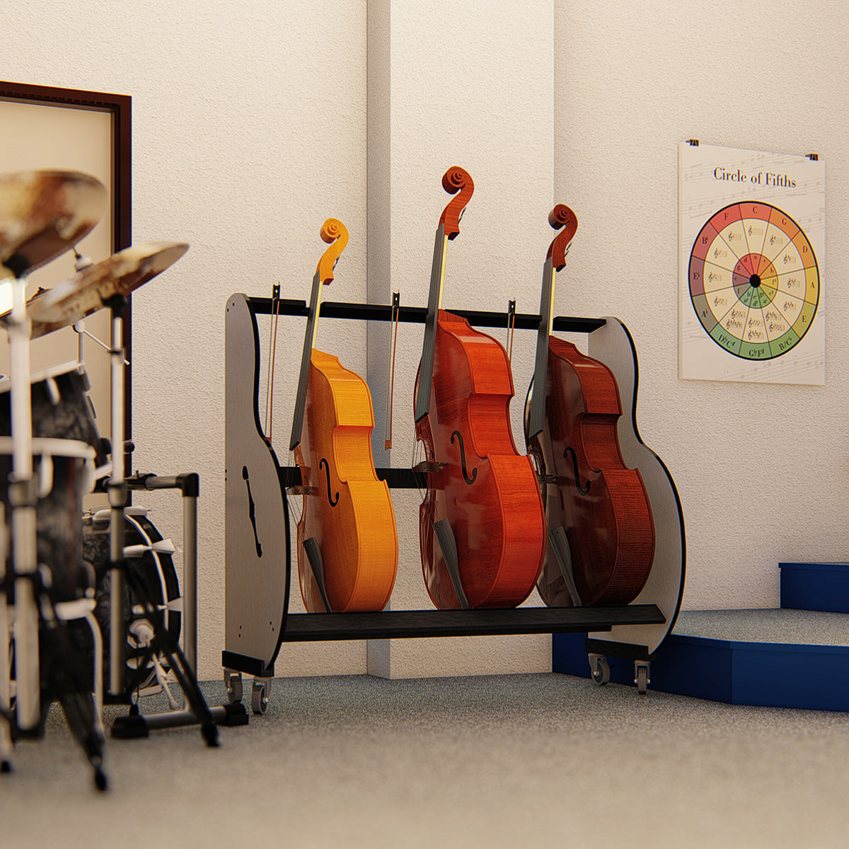The Band Room™ Double Bass Storage Rack for Music Teachers