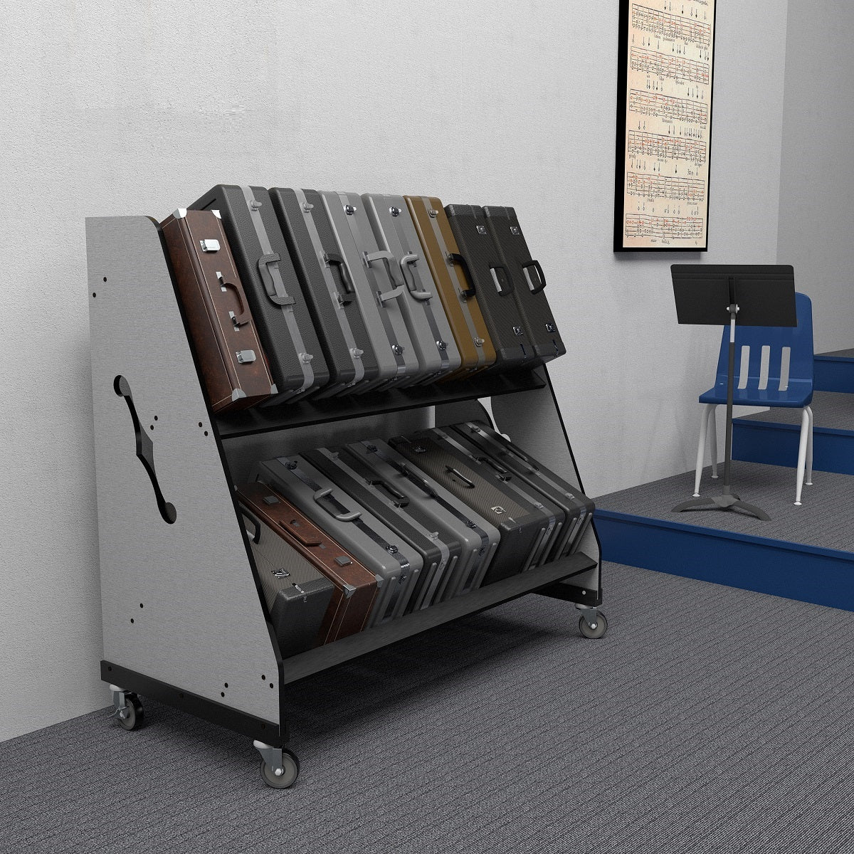 The Band Room™ Trumpet Case Storage Rack for Music Teachers