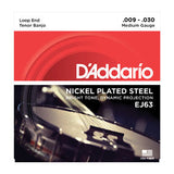 D'Addario Medium Gauge Nickel Plated Steel Loop End Tenor Banjo Strings